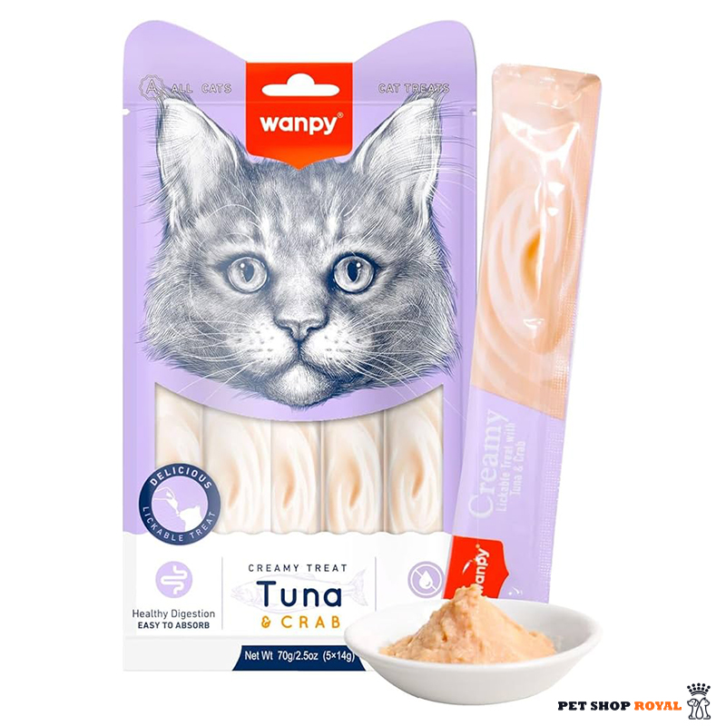 بستنی گربه ونپی با طعم ماهی تن و خرچنگ Wanpy Treat Tuna & Crab بسته 5 عددی