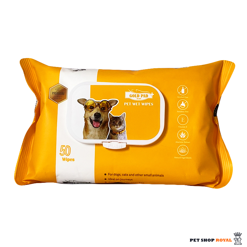 دستمال مرطوب گلدپد مخصوص سگ و گربه (pet wet wipes) ۵۰ عددی