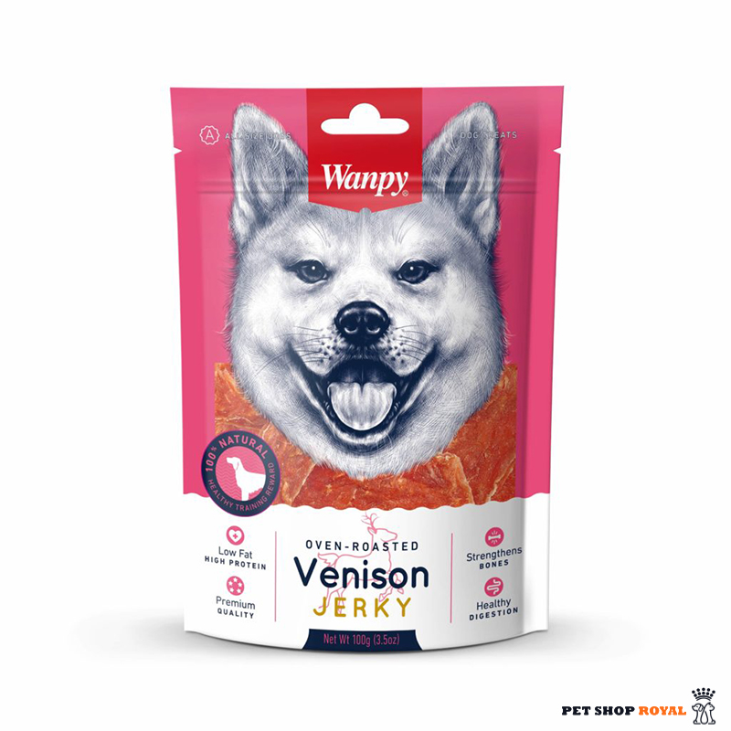 تشویقی سگ ونپی با طعم گوشت گوزن – ۱۰۰ گرم Wanpy Venison Jerky 100