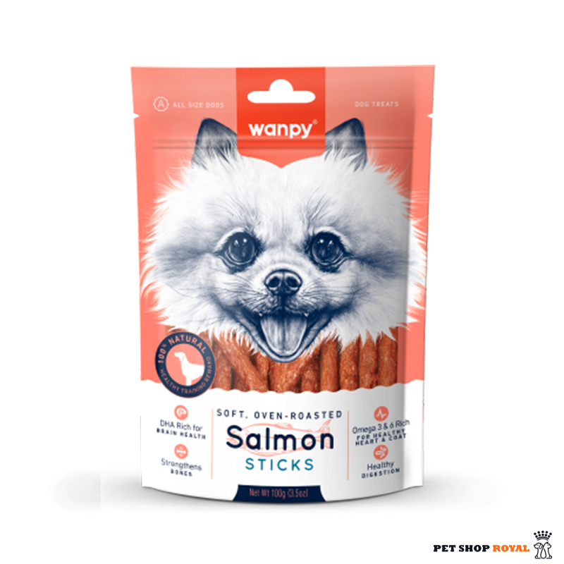 تشویقی مدادی سگ ونپی با طعم ماهی سالمون Wanpy Salmon Sticks وزن 100 گرم