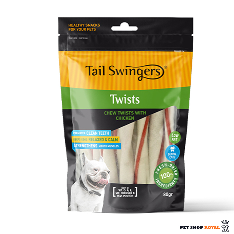 تشویقی سگ تیل سوینگر مدل میله فلورایدی دورپیچ مرغ Tail Swingers Chew Stick Chicken