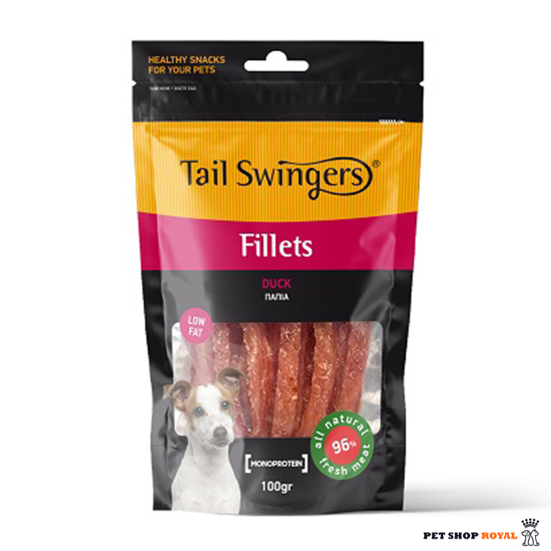 تشویقی سگ نژاد کوچک تیل سوینگرز فیله اردک وزن 100 گرم Tail Swingers Fillet