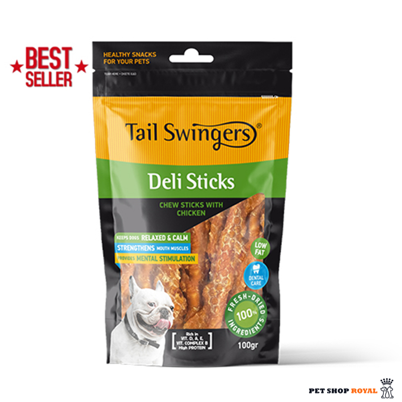 تشویقی سگ تیل سوینگر مدل میله فلورایدی دورپیچ مرغ Tail Swingers Chew Stick Chicken وزن 100 گرم