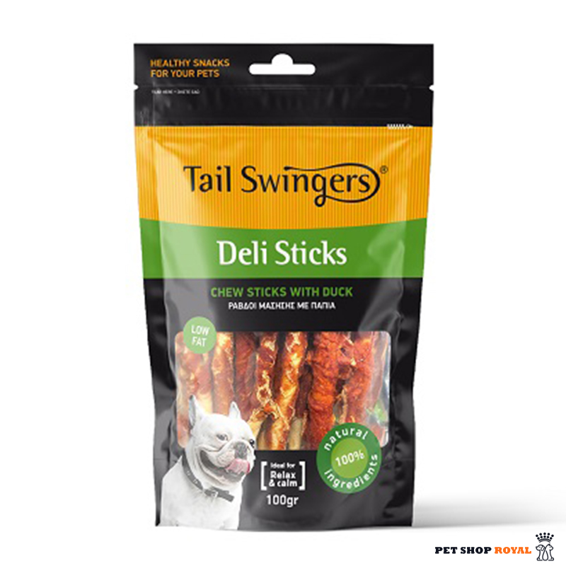 تشویقی سگ تیل سوینگر مدل میله فلورایدی دورپیچ اردک Tail Swingers Chew Stick Duckوزن 100 گرم