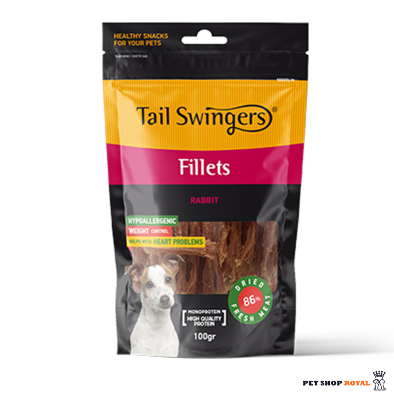 تشویقی سگ تیل سوینگرز مدل فیله خرگوش وزن 100 گرم Tail Swingers Fillets Rabbit
