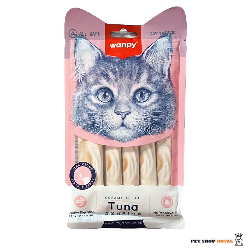 بستنی گربه ونپی با طعم ماهی تن و میگو Wanpy Treat Tuna & Shrimp وزن 14 گرم