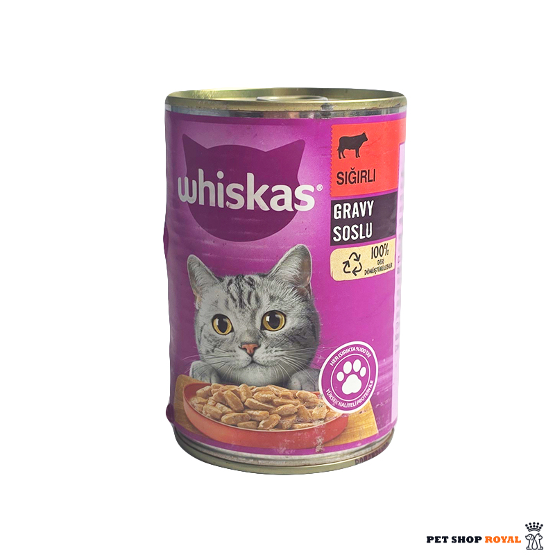 کنسرو گربه بالغ ویسکاس با طعم گوشت گاو ۴۰۰ گرمی| WHISKAS Adult Cat Food ۴۰۰g
