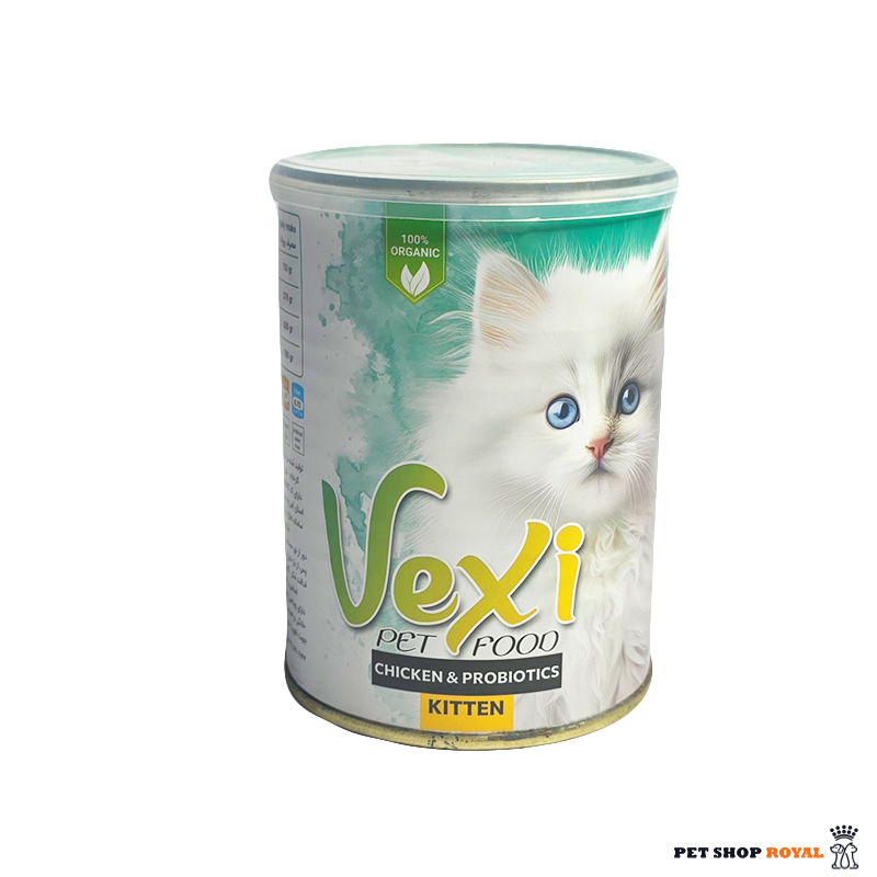 کنسرو پته گربه وکسی طعم مرغ و پروبیوتیک مخصوص بچه گربه وزن 400 گرم