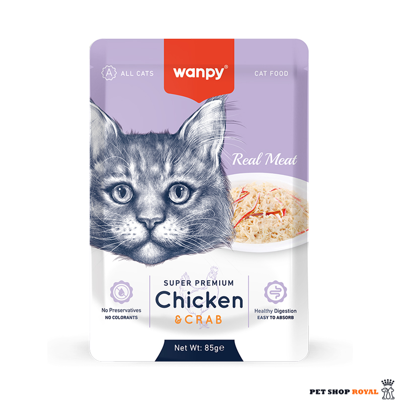 پوچ گربه ونپی با طعم خرچنگ و مرغ Wanpy Pouch With Crab & Chicken