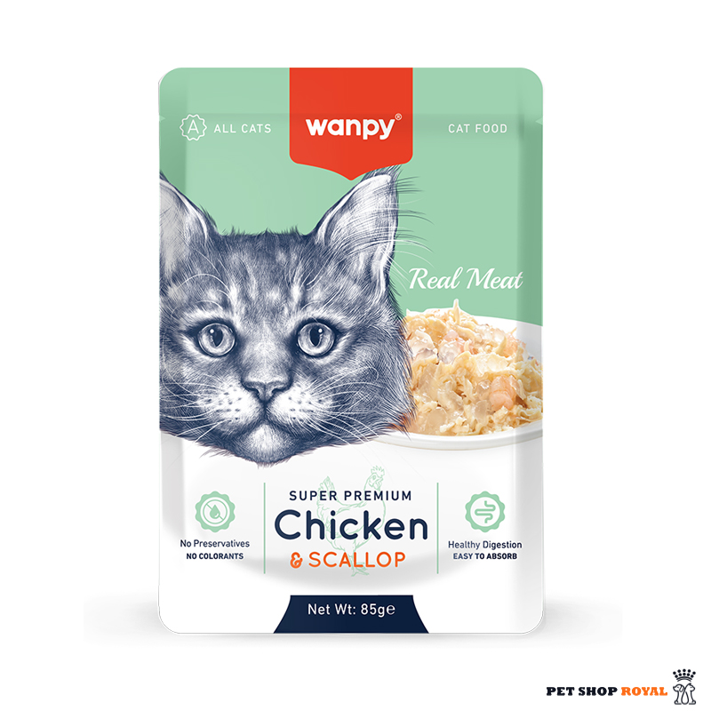 پوچ گربه ونپی با طعم مرغ و گوش ماهی Wanpy Cat Pouch Chicken And Scallop