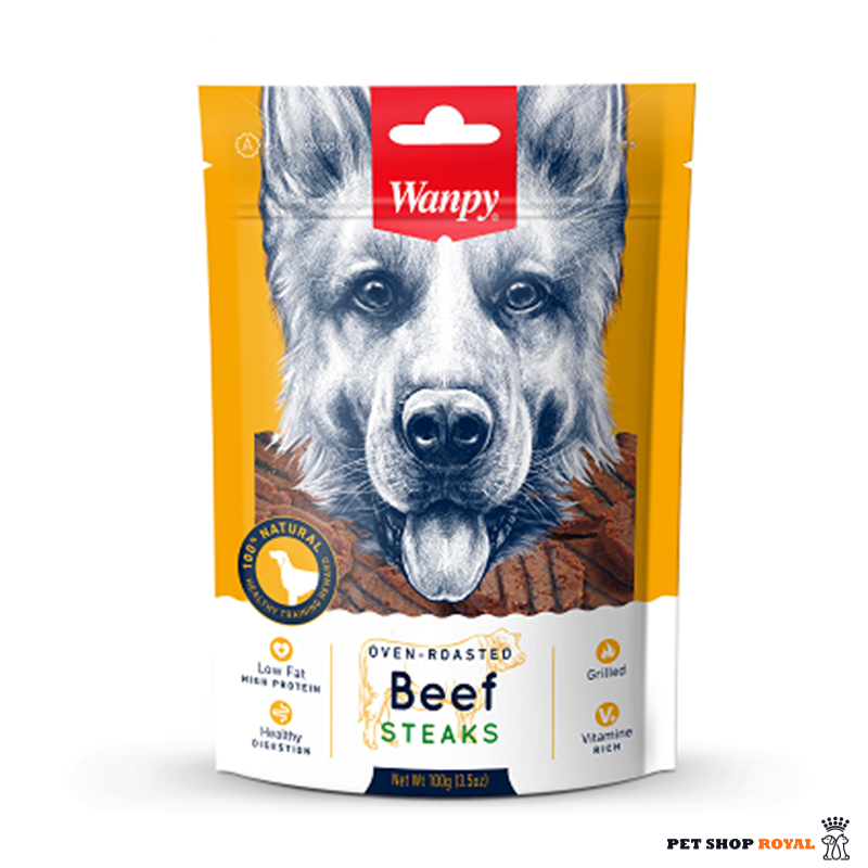 تشویقی سگ ونپی با طعم گوشت گاو Wanpy Beef Steaks وزن 100 گرم
