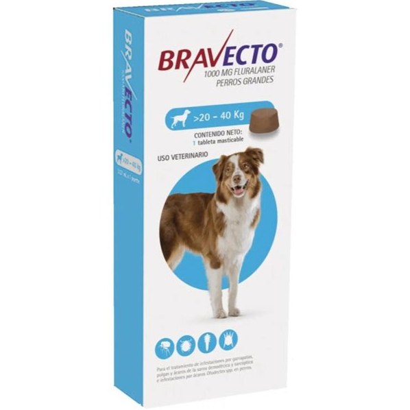 قرص ضد کک و کنه سگ براوکتو bravecto (20 تا 40 کیلوگرم )