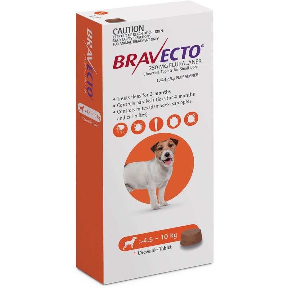 قرص ضد کک و کنه سگ براوکتو bravecto (4.5 تا 10 کیلوگرم )
